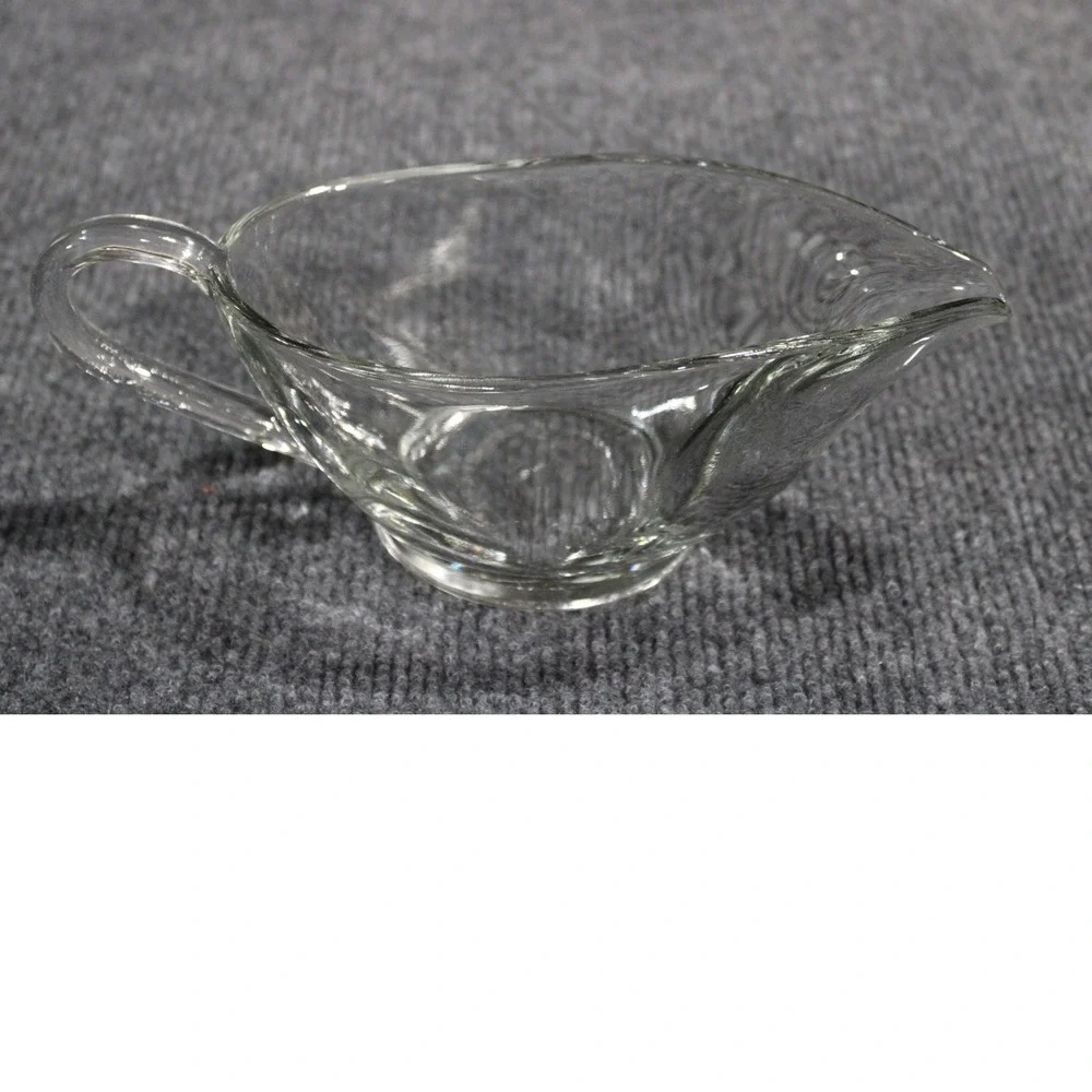Anchor Hocking Fire-King Clear Glass Gravy Boat with Handle USA Made